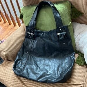 Black, silver accent purse